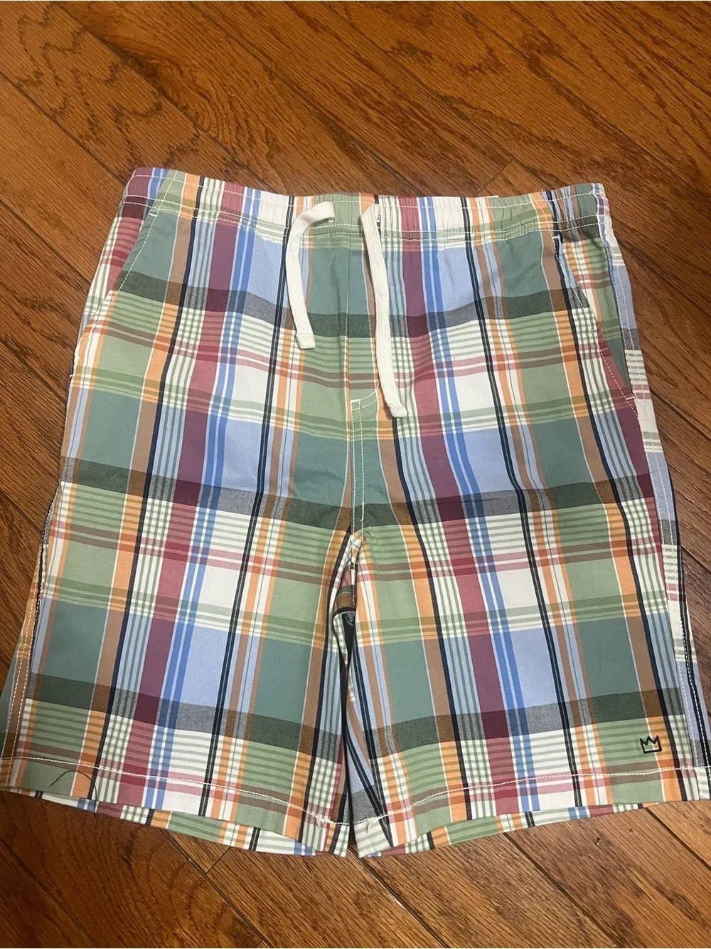 crown & ivy Kids Plaid Shorts in Green, Orange, Blue